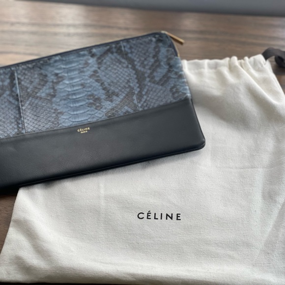 Celine calf skin python black clutch bag with dust bag - Picture 9 of 9